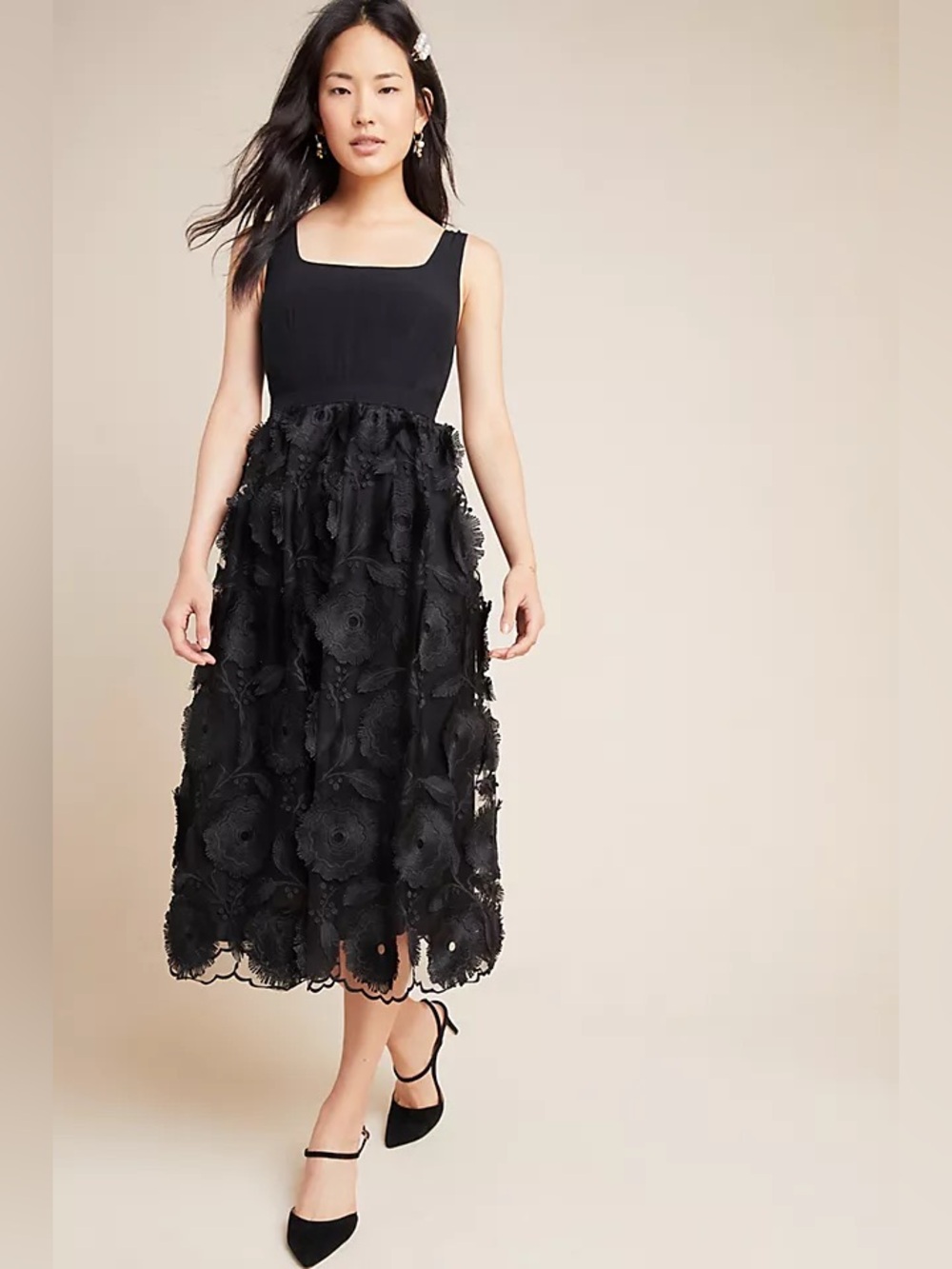 Anthropologie NWT Florina Lace Midi Black Size 8 - Picture 2 of 11